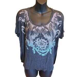 Boho whimsical Horse Mandela shirt scoop neck  batwing